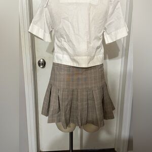 bebe Tan Plaid Mini Skirt